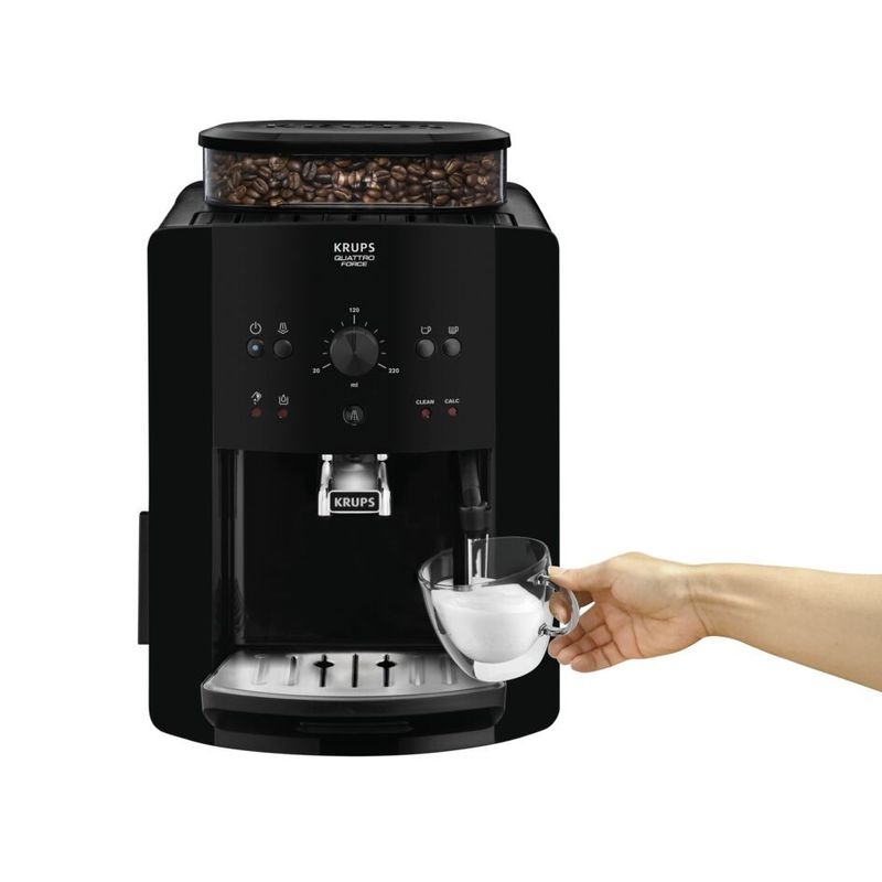 Electronice si Electrocasnice - Electrocasnice bucatarie - Preparare bauturi - Espressoare - Espressor automat Krups Picto Arabica EA811010, 1450W, 15 bari, 1.7L, rasnita 3 nivele, Negru - Infinity.ro