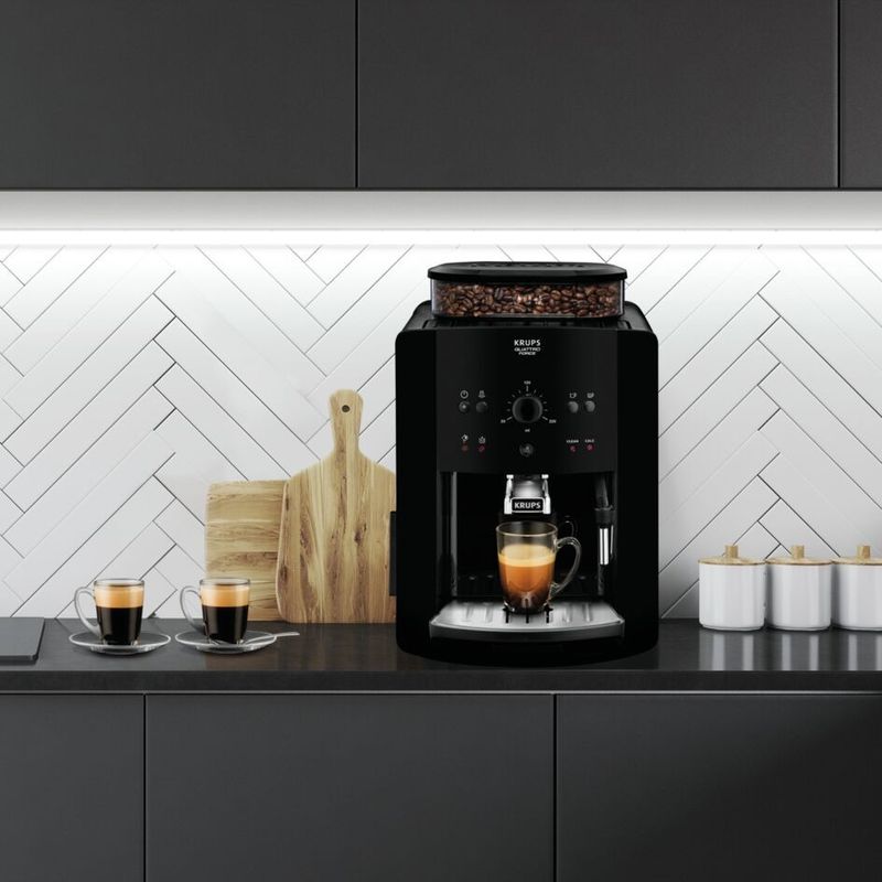 Electronice si Electrocasnice - Electrocasnice bucatarie - Preparare bauturi - Espressoare - Espressor automat Krups Picto Arabica EA811010, 1450W, 15 bari, 1.7L, rasnita 3 nivele, Negru - Infinity.ro