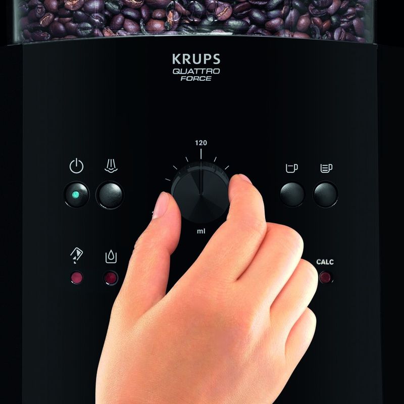Electronice si Electrocasnice - Electrocasnice bucatarie - Preparare bauturi - Espressoare - Espressor automat Krups Picto Arabica EA811010, 1450W, 15 bari, 1.7L, rasnita 3 nivele, Negru - Infinity.ro