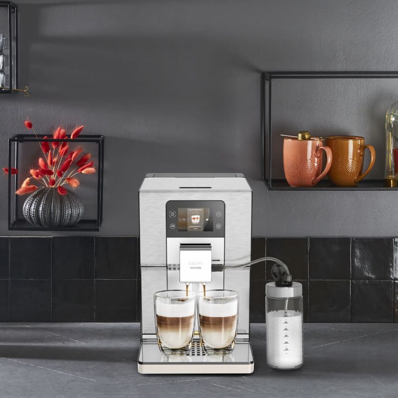 Electronice si Electrocasnice - Electrocasnice bucatarie - Preparare bauturi - Espressoare - Espressor automat Krups Intuition Experience+ EA877A10, presiune 15 bari, peste 20 de retete, Milk Advanced Technology - Infinity.ro