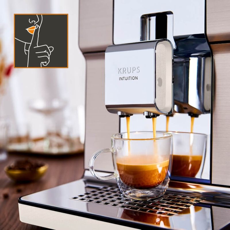 Electronice si Electrocasnice - Electrocasnice bucatarie - Preparare bauturi - Espressoare - Espressor automat Krups Intuition Experience+ EA877A10, presiune 15 bari, peste 20 de retete, Milk Advanced Technology - Infinity.ro