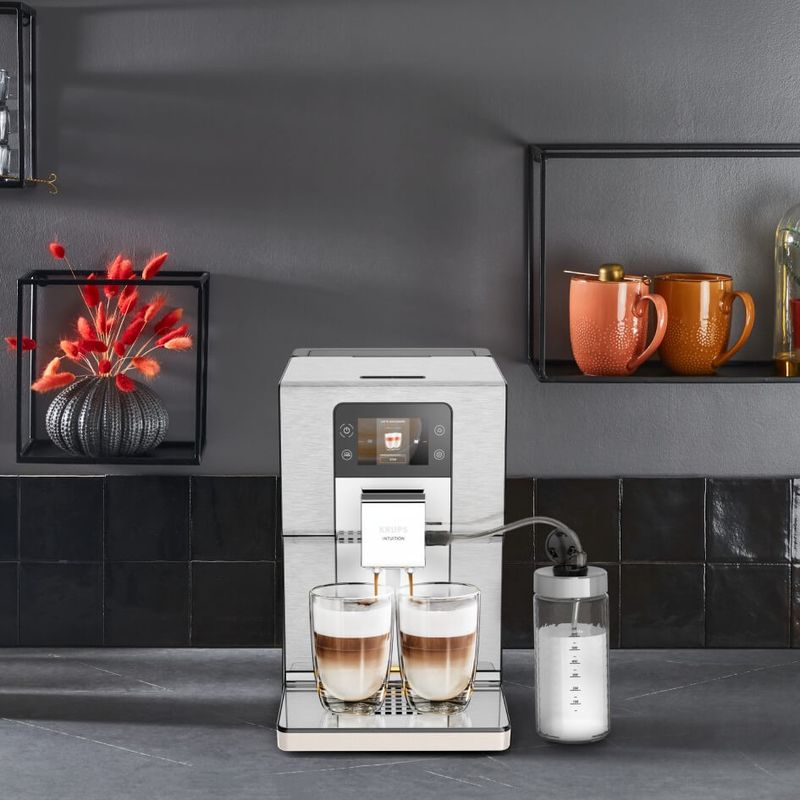 Electronice si Electrocasnice - Electrocasnice bucatarie - Preparare bauturi - Espressoare - Espressor automat Krups Intuition Experience+ EA877A10, presiune 15 bari, peste 20 de retete, Milk Advanced Technology - Infinity.ro