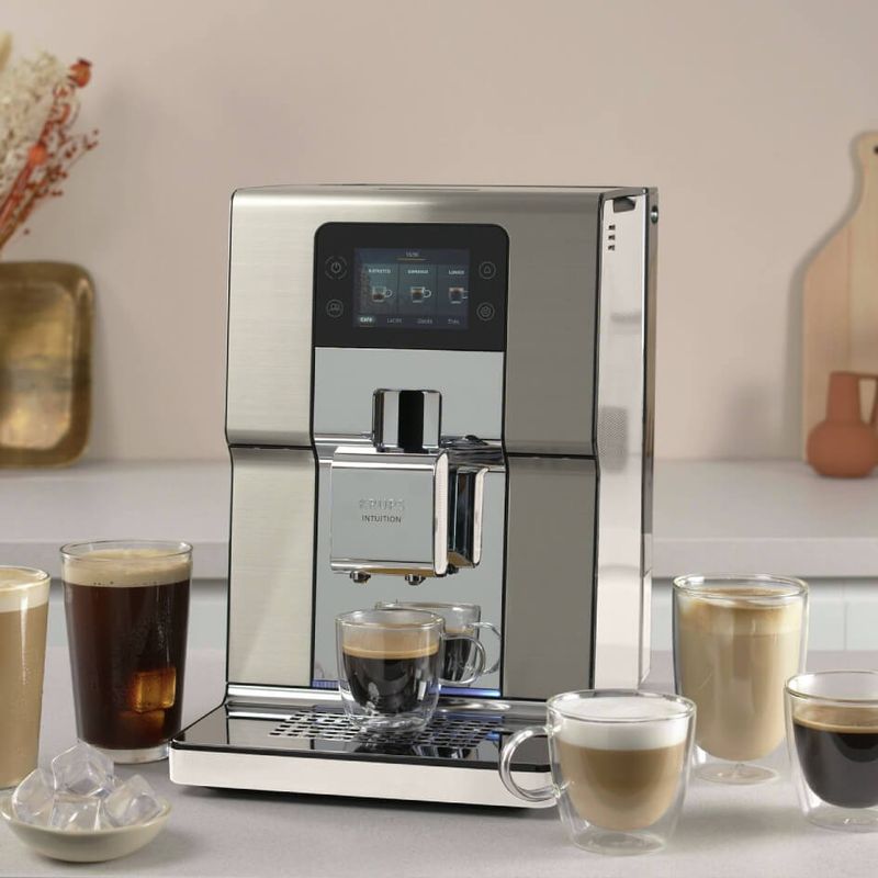 Electronice si Electrocasnice - Electrocasnice bucatarie - Preparare bauturi - Espressoare - Espressor automat Krups Intuition Experience+ EA877A10, presiune 15 bari, peste 20 de retete, Milk Advanced Technology - Infinity.ro