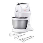 Electronice si Electrocasnice - Electrocasnice bucatarie - Mixere, tocatoare & roboti de bucatarie - Mixere - Mixer Quick Mix HT312138, 300 W, 5 trepte de viteza, functie Turbo, bol rotativ 3.5 L, 2 teluri, 2 carlige, alb - Infinity.ro