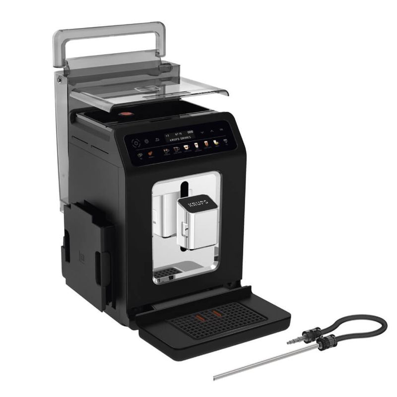 Electronice si Electrocasnice - Electrocasnice bucatarie - Preparare bauturi - Espressoare - Espressor automat Krups Evidence One EA895831, 1450 W, tehnologia Quattro Force, 12 retete, rasnita metalica, negru - Infinity.ro