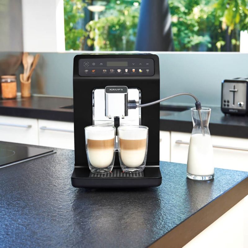 Electronice si Electrocasnice - Electrocasnice bucatarie - Preparare bauturi - Espressoare - Espressor automat Krups Evidence One EA895831, 1450 W, tehnologia Quattro Force, 12 retete, rasnita metalica, negru - Infinity.ro