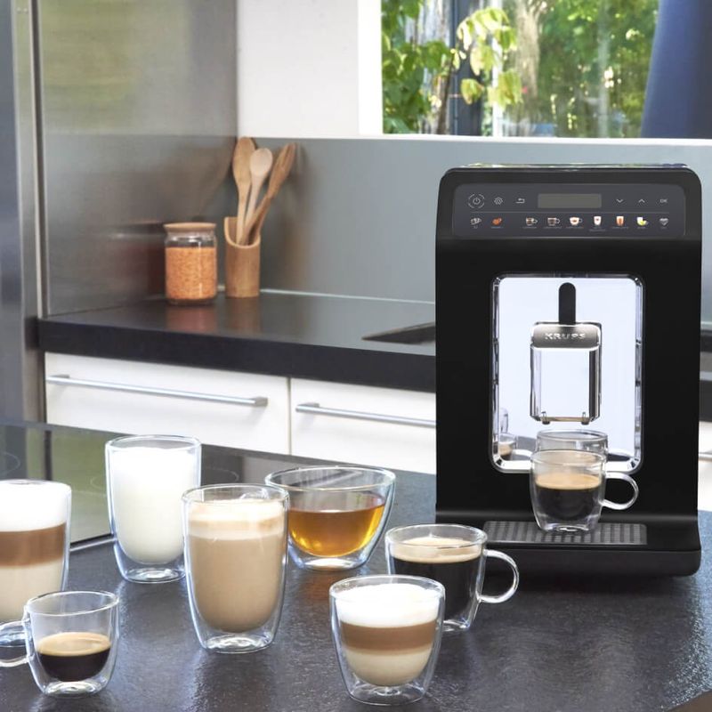 Electronice si Electrocasnice - Electrocasnice bucatarie - Preparare bauturi - Espressoare - Espressor automat Krups Evidence One EA895831, 1450 W, tehnologia Quattro Force, 12 retete, rasnita metalica, negru - Infinity.ro