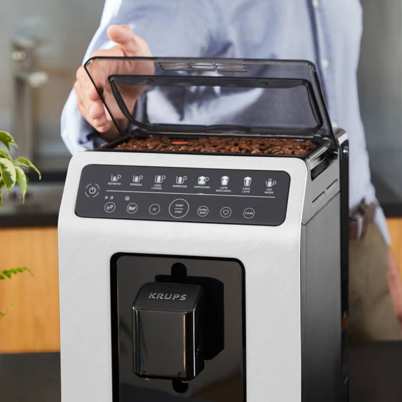 Electronice si Electrocasnice - Electrocasnice bucatarie - Preparare bauturi - Espressoare - Espressor automat Krups Evidence Eco-Design EA897A10, 1450W, 8 retete, presiune 15 bari, One -Touch Cappuccino - Infinity.ro