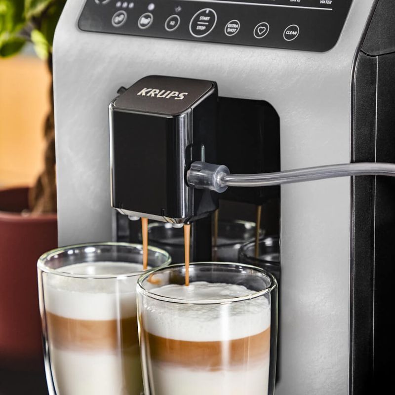 Electronice si Electrocasnice - Electrocasnice bucatarie - Preparare bauturi - Espressoare - Espressor automat Krups Evidence Eco-Design EA897A10, 1450W, 8 retete, presiune 15 bari, One -Touch Cappuccino - Infinity.ro