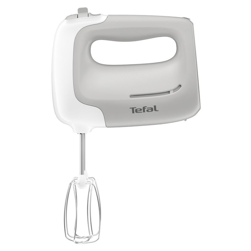 Electronice si Electrocasnice - Electrocasnice bucatarie - Mixere, tocatoare & roboti de bucatarie - Mixere - Mixer de mana Tefal Prep'Mix HT450B38, 450W, 5 trepte viteza, 2 teluri, 2 carlige, functie turbo, alb & gri - Infinity.ro