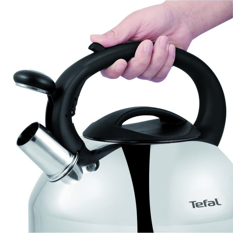 Electronice si Electrocasnice - Electrocasnice bucatarie - Preparare bauturi - Fierbatoare de apa - Fierbator manual cu fluier Tefal C7922024, 3 litri, maner ergonomic, otel inoxidabil, argintiu & negru - Infinity.ro