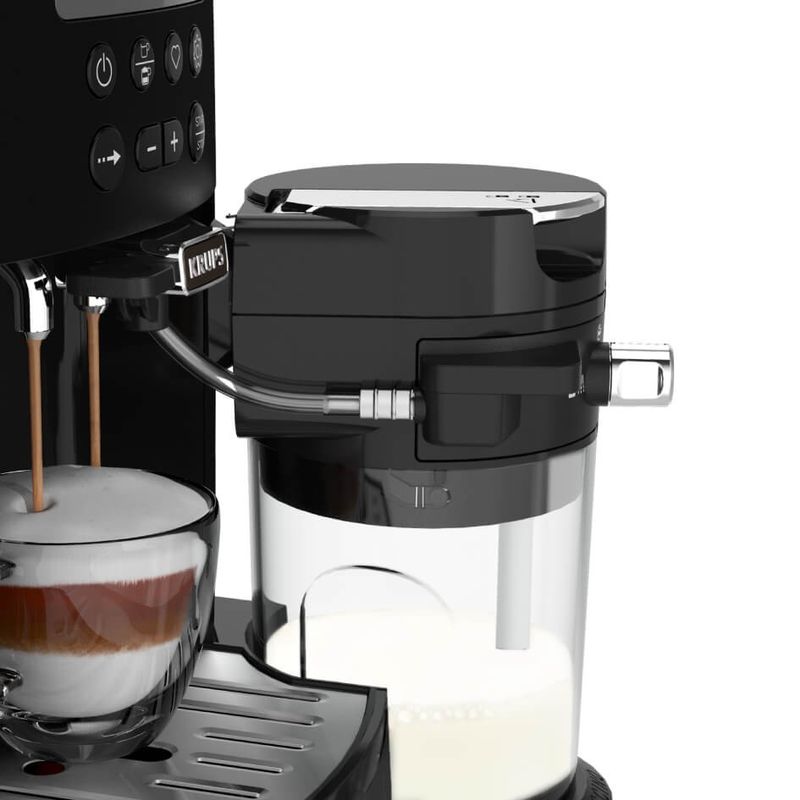 Electronice si Electrocasnice - Electrocasnice bucatarie - Preparare bauturi - Espressoare - Espressor automat Krups Arabica Latte EA819N10, 1450 W, 15 bari, 1.7 L, display, accesoriu pentru lapte, negru - Infinity.ro