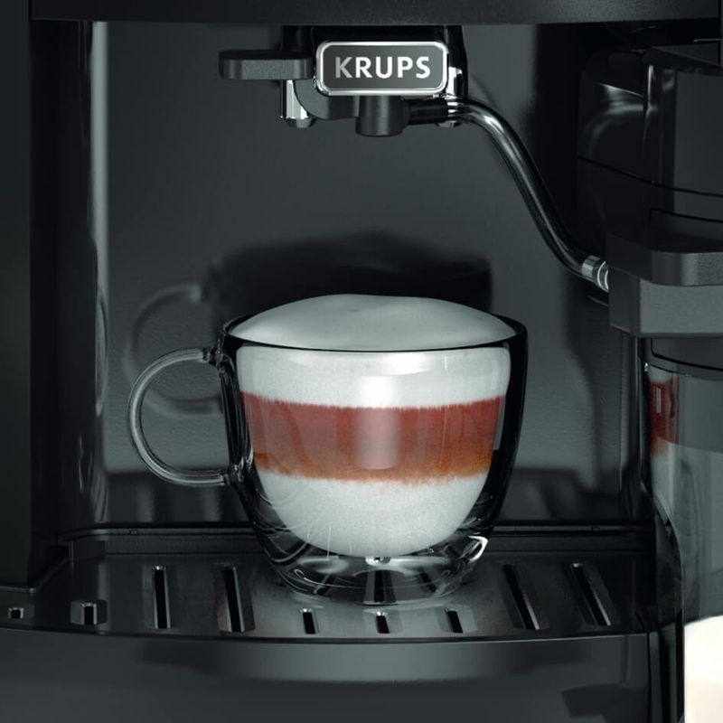 Electronice si Electrocasnice - Electrocasnice bucatarie - Preparare bauturi - Espressoare - Espressor automat Krups Arabica Latte EA819N10, 1450 W, 15 bari, 1.7 L, display, accesoriu pentru lapte, negru - Infinity.ro