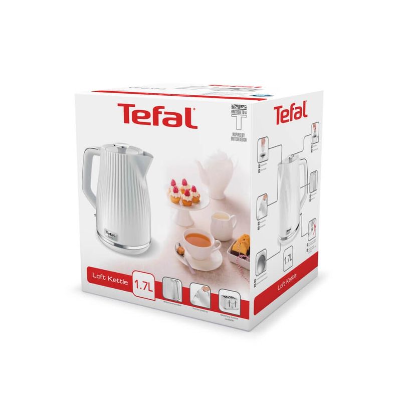 Electronice si Electrocasnice - Electrocasnice bucatarie - Preparare bauturi - Fierbatoare de apa - Fierbator apa Tefal Loft KO250130, 2400W, 1.7 L, filtru anti-calcar, indicator luminos, alb - Infinity.ro