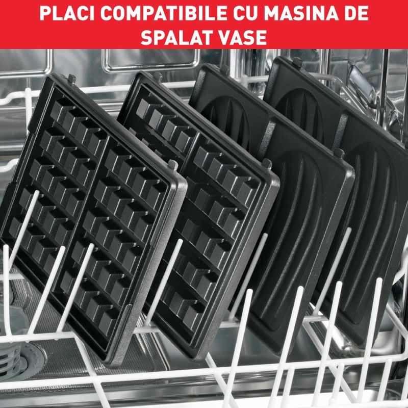 Electronice si Electrocasnice - Electrocasnice bucatarie - Preparare paine - Sandwich-maker - Sandwich maker multifunctional Snack Collection SW852D12, 700 W, 2 seturi de placi, sandwich si vafe, negru /argintiu - Infinity.ro
