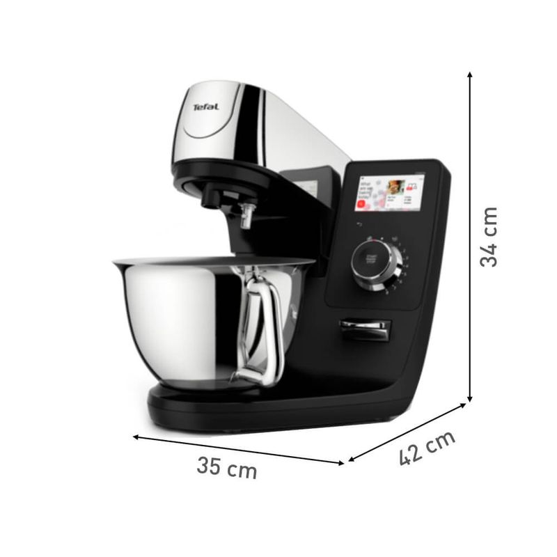 Electronice si Electrocasnice - Electrocasnice bucatarie - Mixere, tocatoare & roboti de bucatarie - Roboti de bucatarie - Robot de bucatarie Tefal i-Coach Touch QB950D38, 1200W, 5.5L, ecran tactil, 10 trepte de viteza, 21 programe, negru - Infinity.ro