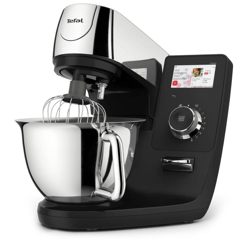 Electronice si Electrocasnice - Electrocasnice bucatarie - Mixere, tocatoare & roboti de bucatarie - Roboti de bucatarie - Robot de bucatarie Tefal i-Coach Touch QB950D38, 1200W, 5.5L, ecran tactil, 10 trepte de viteza, 21 programe, negru - Infinity.ro