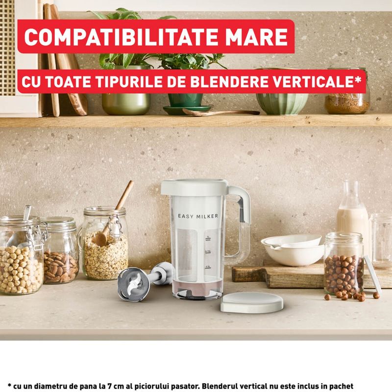 Electronice si Electrocasnice - Electrocasnice bucatarie - Aparate de gatit & desert - Aparate de preparat desert - Aparat pentru preparat lapte vegetal Tefal Easy Milker VZ700AE0, 1 L, baza detasabila, crem - Infinity.ro