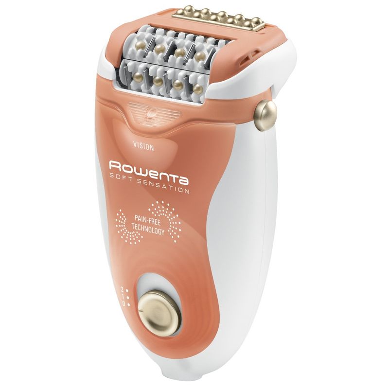 Ingrijire personala si Cosmetice - Aparate & accesorii ingrijire personala - Epilatoare si accesorii - Epilatoare - Epilator Rowenta Soft Sensation EP5720F1, 2 viteze, 24 pensete, Cap pivotant, Alb/Orange - Infinity.ro
