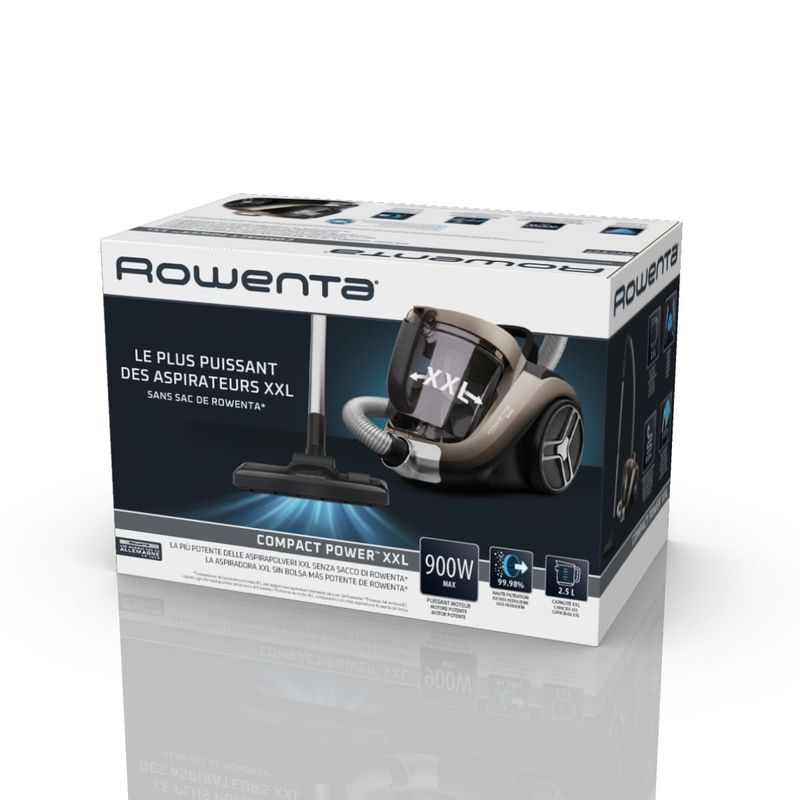 Electronice si Electrocasnice - Ingrijirea locuintei - Aspiratoare - Aspirator fara sac Compact Power XXL RO4B30EA, 900 W, recipient pentru praf 2.5 L, 3 niveluri de filtrare, gri - Infinity.ro