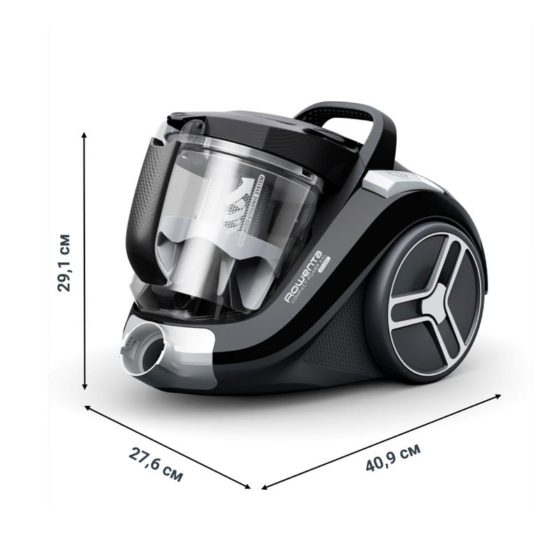 Electronice si Electrocasnice - Ingrijirea locuintei - Aspiratoare - Aspirator fara sac Compact Power XXL RO4B25EA, 900 W, recipient pentru praf 2.5 L, 3 niveluri de filtrare, negru - Infinity.ro
