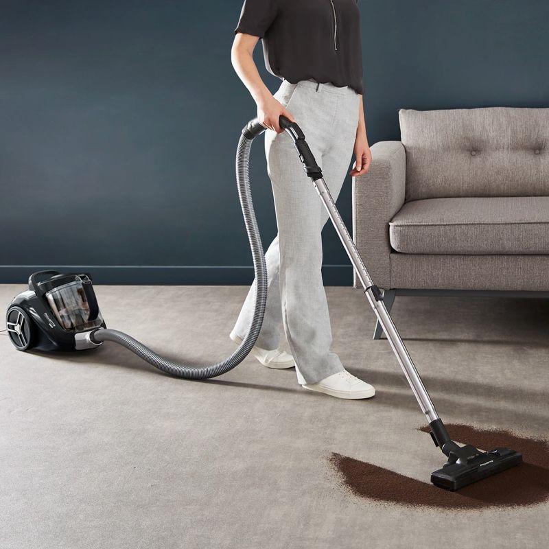 Electronice si Electrocasnice - Ingrijirea locuintei - Aspiratoare - Aspirator fara sac Compact Power XXL RO4B25EA, 900 W, recipient pentru praf 2.5 L, 3 niveluri de filtrare, negru - Infinity.ro
