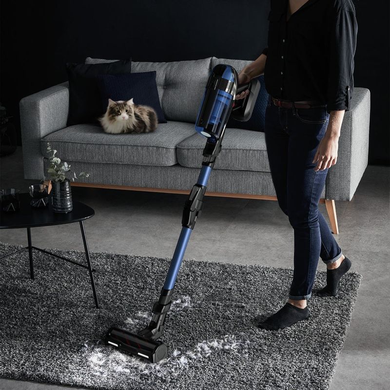 Electronice si Electrocasnice - Ingrijirea locuintei - Aspiratoare - Aspirator vertical Rowenta X-Force Flex 12.60 Aqua RH98C0WO, 320 W, 0.9 l, Autonomie 45 minute, mop Aqua, Albastru/Negru - Infinity.ro