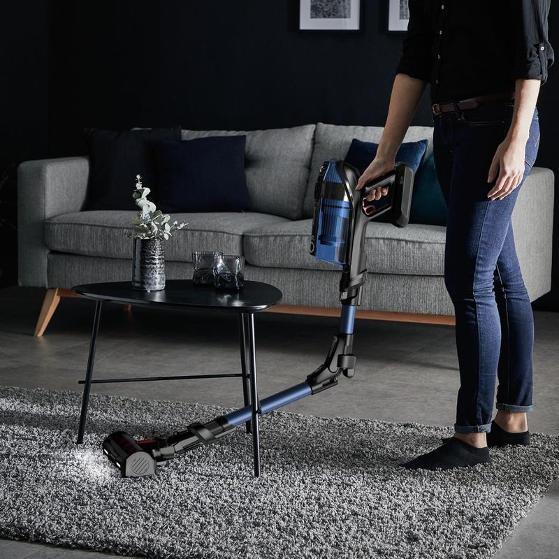 Electronice si Electrocasnice - Ingrijirea locuintei - Aspiratoare - Aspirator vertical Rowenta X-Force Flex 12.60 Aqua RH98C0WO, 320 W, 0.9 l, Autonomie 45 minute, mop Aqua, Albastru/Negru - Infinity.ro