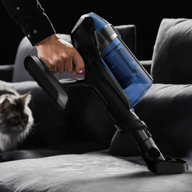 Electronice si Electrocasnice - Ingrijirea locuintei - Aspiratoare - Aspirator vertical Rowenta X-Force Flex 12.60 Aqua RH98C0WO, 320 W, 0.9 l, Autonomie 45 minute, mop Aqua, Albastru/Negru - Infinity.ro
