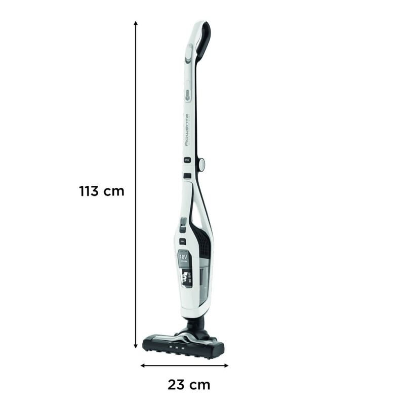 Electronice si Electrocasnice - Ingrijirea locuintei - Aspiratoare - Aspirator vertical 2in1 Dual Force Rowenta RH6737WH, 100W, 18V, autonomie 45 min, 2 viteze, recipient 0.6L, pliabil, alb - Infinity.ro