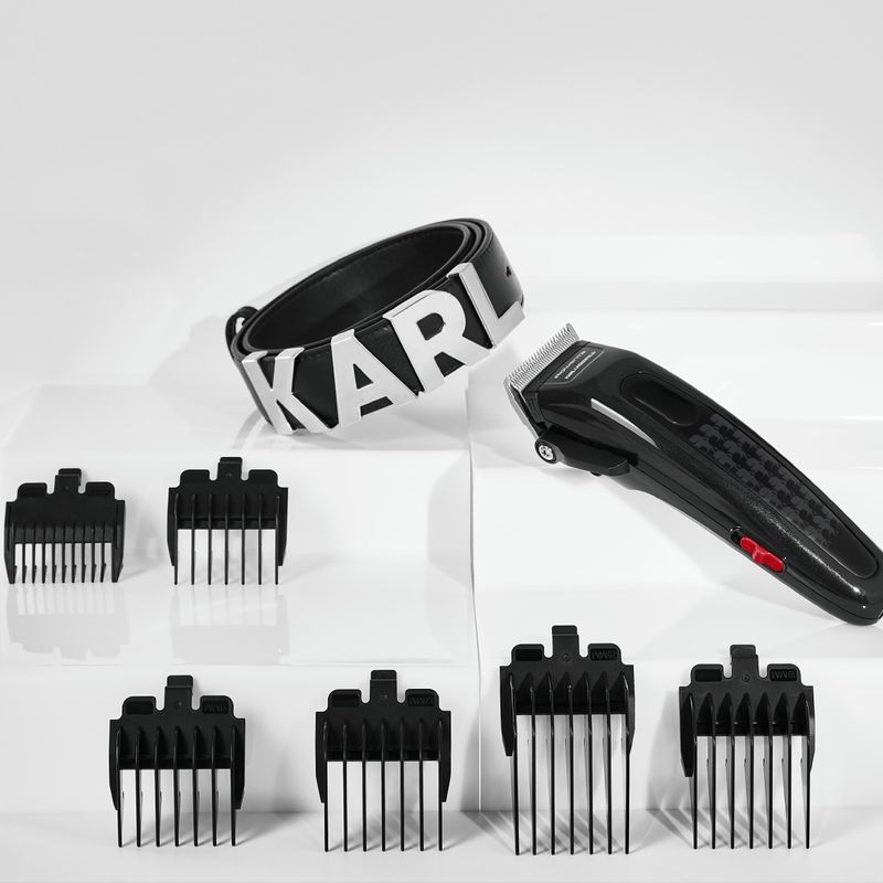 Ingrijire personala si Cosmetice - Aparate & accesorii ingrijire personala - Aparate de ras si tuns - Aparate de tuns - Aparat de tuns parul Rowenta x Karl Lagerfeld Perfect Line TN152LF0, lame inox, 6 piepteni, 5200 rpm, negru - Infinity.ro