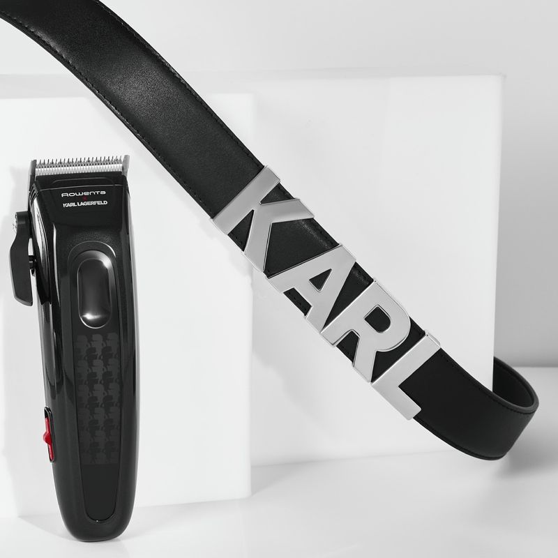 Ingrijire personala si Cosmetice - Aparate & accesorii ingrijire personala - Aparate de ras si tuns - Aparate de tuns - Aparat de tuns parul Rowenta x Karl Lagerfeld Perfect Line TN152LF0, lame inox, 6 piepteni, 5200 rpm, negru - Infinity.ro