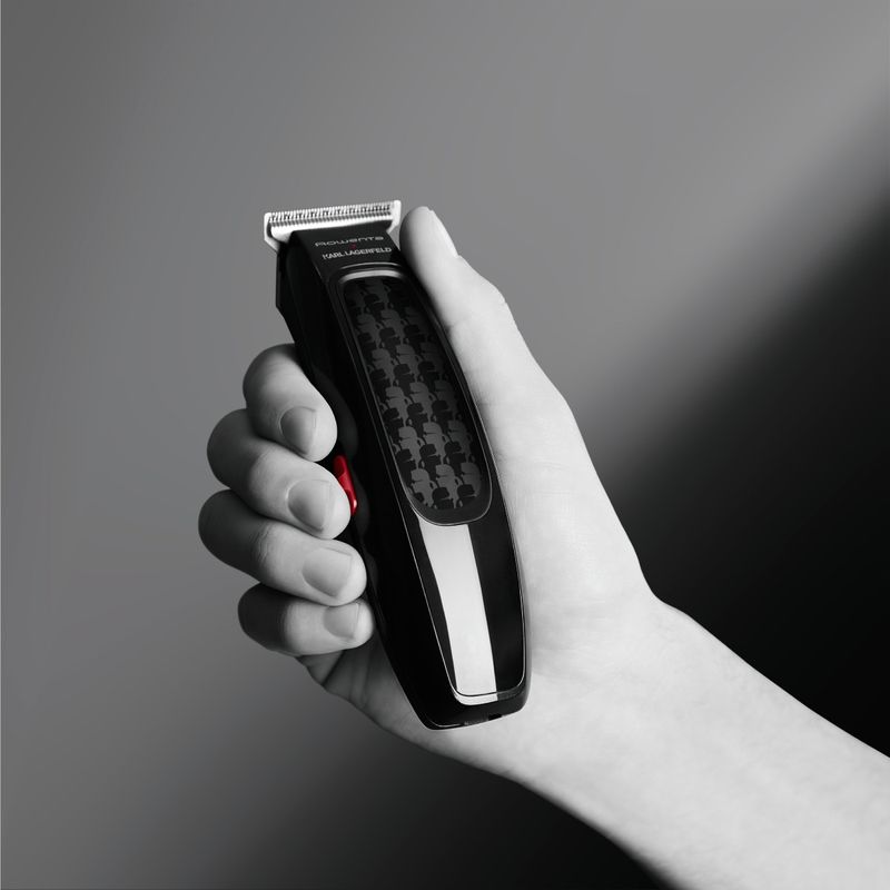 Ingrijire personala si Cosmetice - Aparate & accesorii ingrijire personala - Aparate de ras si tuns - Aparate de tuns - Aparat de tuns parul Rowenta x Karl Lagerfeld Perfect Line TN182LF0, lame inox, 6 piepteni, 5200 rpm, negru - Infinity.ro