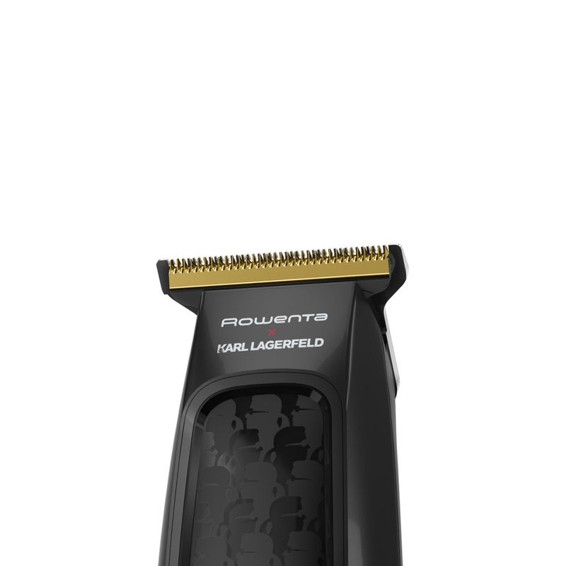 Ingrijire personala si Cosmetice - Aparate & accesorii ingrijire personala - Aparate de ras si tuns - Aparate de tuns - Aparat de tuns parul Rowenta x Karl Lagerfeld Perfect Line TN182LF0, lame inox, 6 piepteni, 5200 rpm, negru - Infinity.ro