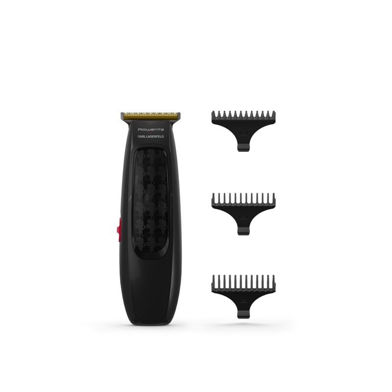 Ingrijire personala si Cosmetice - Aparate & accesorii ingrijire personala - Aparate de ras si tuns - Aparate de tuns - Aparat de tuns parul Rowenta x Karl Lagerfeld Perfect Line TN182LF0, lame inox, 6 piepteni, 5200 rpm, negru - Infinity.ro