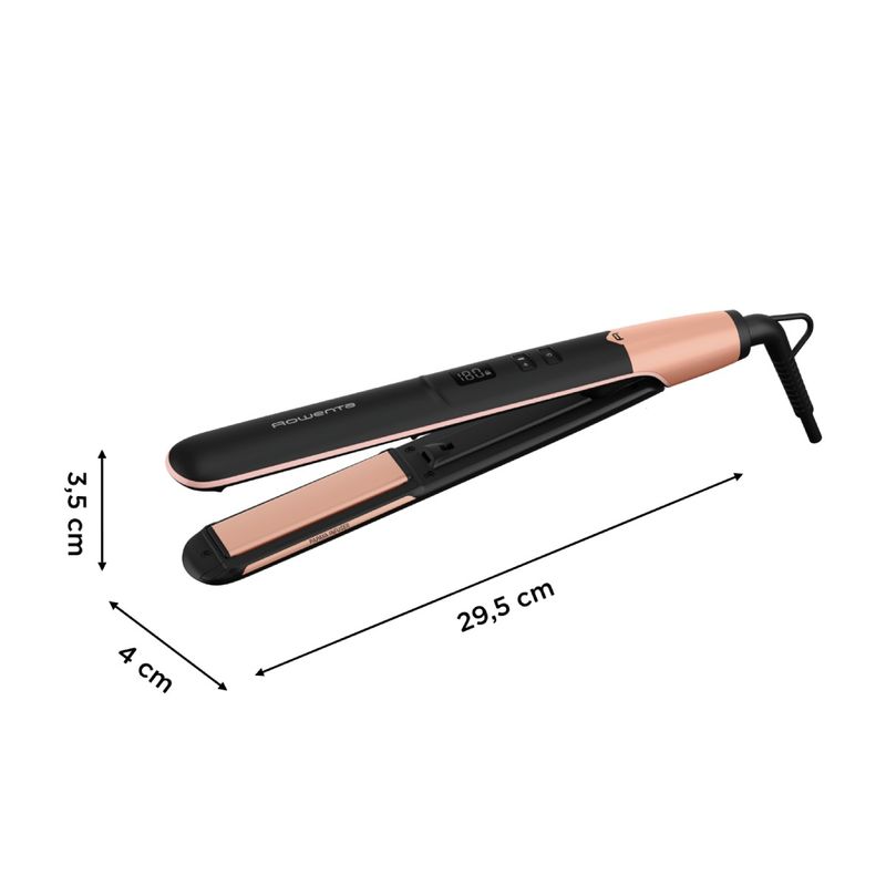 Ingrijire personala si Cosmetice - Aparate & accesorii ingrijire personala - Hair styling - Placi de indreptat parul - Placa de par Rowenta Express Shine SF4620F0, 210 grade, invelis ceramic, 8 trepte de temperatura, negru - Infinity.ro
