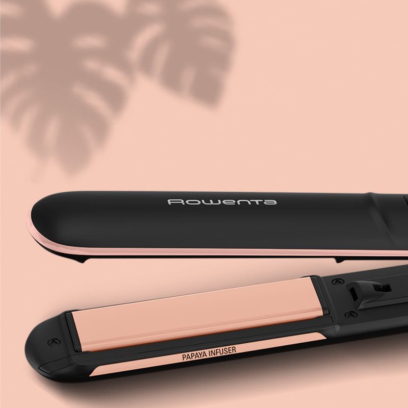 Ingrijire personala si Cosmetice - Aparate & accesorii ingrijire personala - Hair styling - Placi de indreptat parul - Placa de par Rowenta Express Shine SF4620F0, 210 grade, invelis ceramic, 8 trepte de temperatura, negru - Infinity.ro