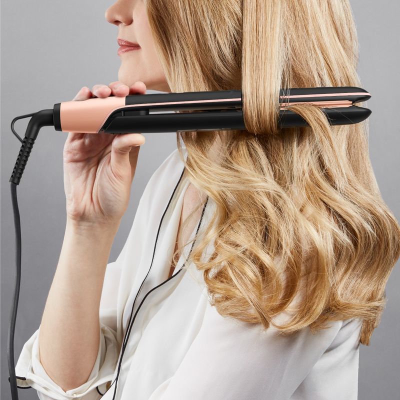 Ingrijire personala si Cosmetice - Aparate & accesorii ingrijire personala - Hair styling - Placi de indreptat parul - Placa de par Rowenta Express Shine SF4620F0, 210 grade, invelis ceramic, 8 trepte de temperatura, negru - Infinity.ro