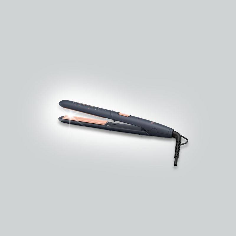 Ingrijire personala si Cosmetice - Aparate & accesorii ingrijire personala - Hair styling - Placi de indreptat parul - Placa de par Rowenta Express Style Stellar SF1831F0, invelis Ceramic Tourmaline, afisaj LED, gri & auriu - Infinity.ro
