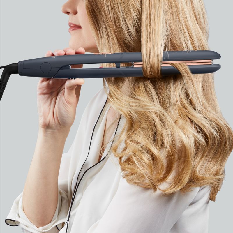 Ingrijire personala si Cosmetice - Aparate & accesorii ingrijire personala - Hair styling - Placi de indreptat parul - Placa de par Rowenta Express Style Stellar SF1831F0, invelis Ceramic Tourmaline, afisaj LED, gri & auriu - Infinity.ro