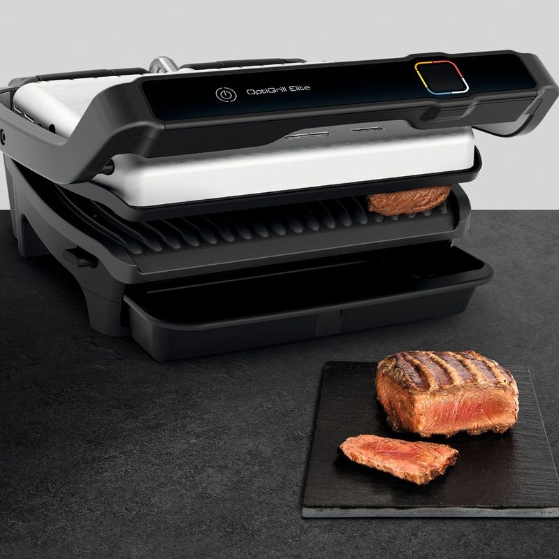Electronice si Electrocasnice - Electrocasnice bucatarie - Aparate de gatit & desert - Gratare electrice - Gratar electric Tefal OptiGrill Elite GC750D30 cu 12 programe automate, termostat reglabil si carte de retete - Infinity.ro