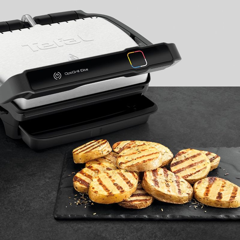 Electronice si Electrocasnice - Electrocasnice bucatarie - Aparate de gatit & desert - Gratare electrice - Gratar electric Tefal OptiGrill Elite GC750D30 cu 12 programe automate, termostat reglabil si carte de retete - Infinity.ro