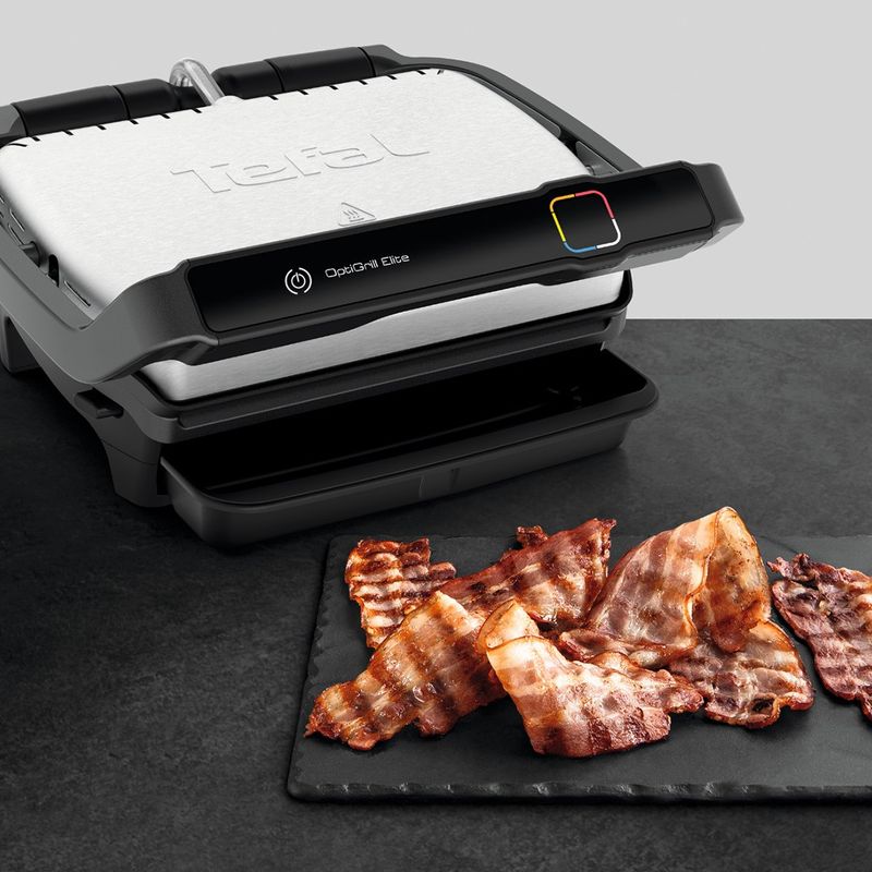 Electronice si Electrocasnice - Electrocasnice bucatarie - Aparate de gatit & desert - Gratare electrice - Gratar electric Tefal OptiGrill Elite GC750D30 cu 12 programe automate, termostat reglabil si carte de retete - Infinity.ro
