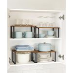 Casa si Gradina - Mobilier - Biblioteci si rafturi - Rafturi - Raft organizator condimente extensibil set 2 bucati, metal si PAL, suprapozabil, 30x20x16 cm, maro rustic - Infinity.ro