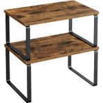 Casa si Gradina - Mobilier - Biblioteci si rafturi - Rafturi - Raft organizator condimente extensibil set 2 bucati, metal si PAL, suprapozabil, 30x20x16 cm, maro rustic - Infinity.ro