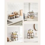 Casa si Gradina - Mobilier - Biblioteci si rafturi - Rafturi - Raft organizator condimente extensibil set 2 bucati, metal si PAL, suprapozabil, 30x20x16 cm, maro rustic - Infinity.ro