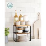 Casa si Gradina - Mobilier - Biblioteci si rafturi - Rafturi - Raft organizator condimente extensibil set 2 bucati, metal si PAL, suprapozabil, 30x20x16 cm, maro rustic - Infinity.ro