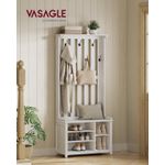 Casa si Gradina - Mobilier - Organizare si depozitare - Cuiere - Cuier pentru hol cu banca, raft pantofi si 7 carlige duble, 81x35x180 cm, alb rustic - Infinity.ro