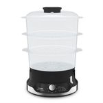 Electronice si Electrocasnice - Electrocasnice bucatarie - Aparate de gatit & desert - Aparate de gatit cu aburi - Aparat de gatit cu aburi Tefal Ultracompact Steam Cooker VC204810, 3 vase, cronometru manual, 1 accesoriu, 9 L, negru - Infinity.ro