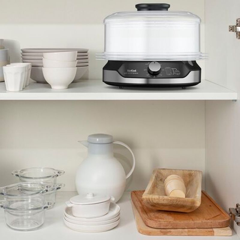 Electronice si Electrocasnice - Electrocasnice bucatarie - Aparate de gatit & desert - Aparate de gatit cu aburi - Aparat de gatit cu aburi Tefal Ultracompact Steam Cooker VC204810, 3 vase, cronometru manual, 1 accesoriu, 9 L, negru - Infinity.ro
